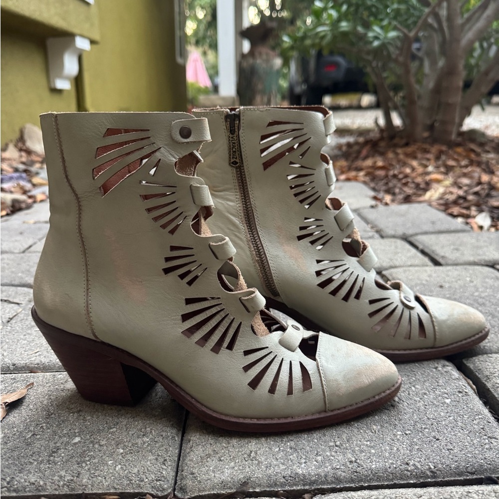 Elegant Cream Cutout Ankle Booties